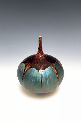 Bottle with Blue Hare's Fur and Brown Glaze